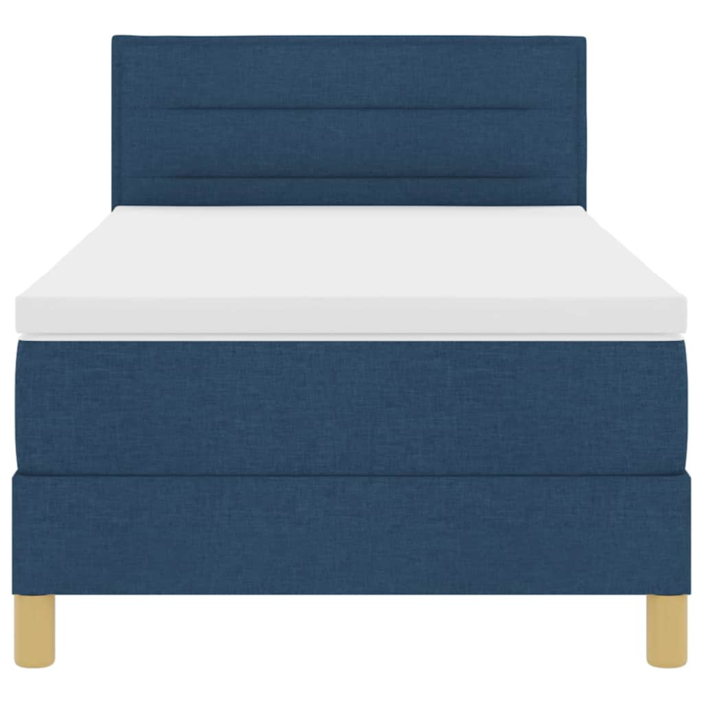 Boxspringbett mit Kissen mit Kopfteil Blau 90 x 200 cm Stoff