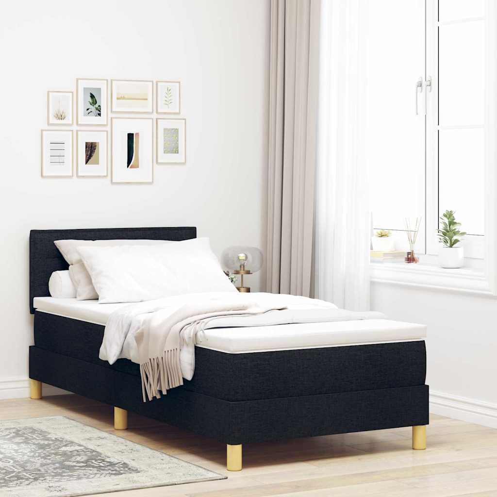 Boxspringbett mit Kissen Schwarz 100 x 200 cm Stoff