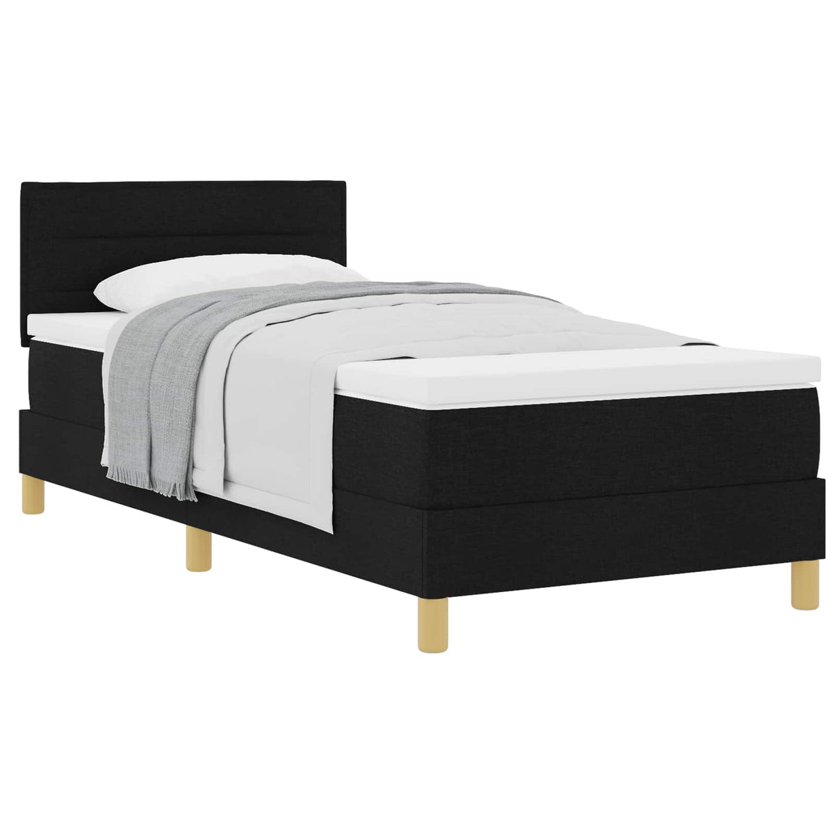 Boxspringbett mit Kissen Schwarz 100 x 200 cm Stoff
