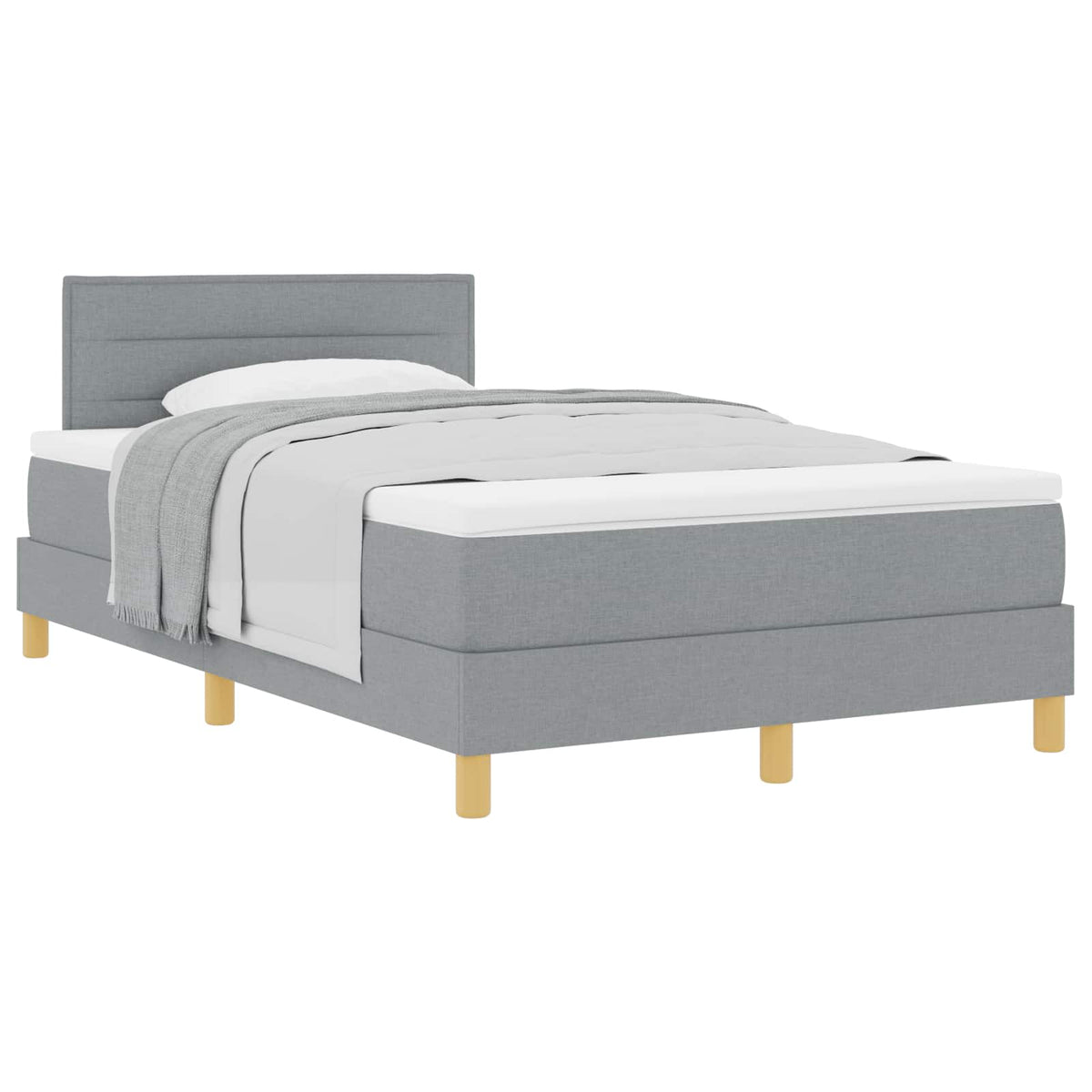 Boxspringbett mit Kissen Hellgrau 120 x 190 cm Stoff