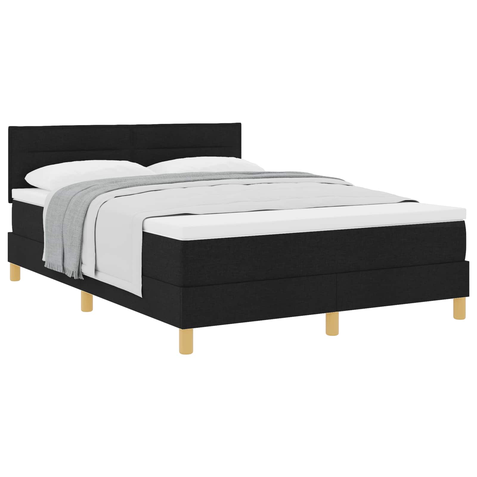 Boxspringbett mit Kissen Schwarz 140 x 190 cm Stoff