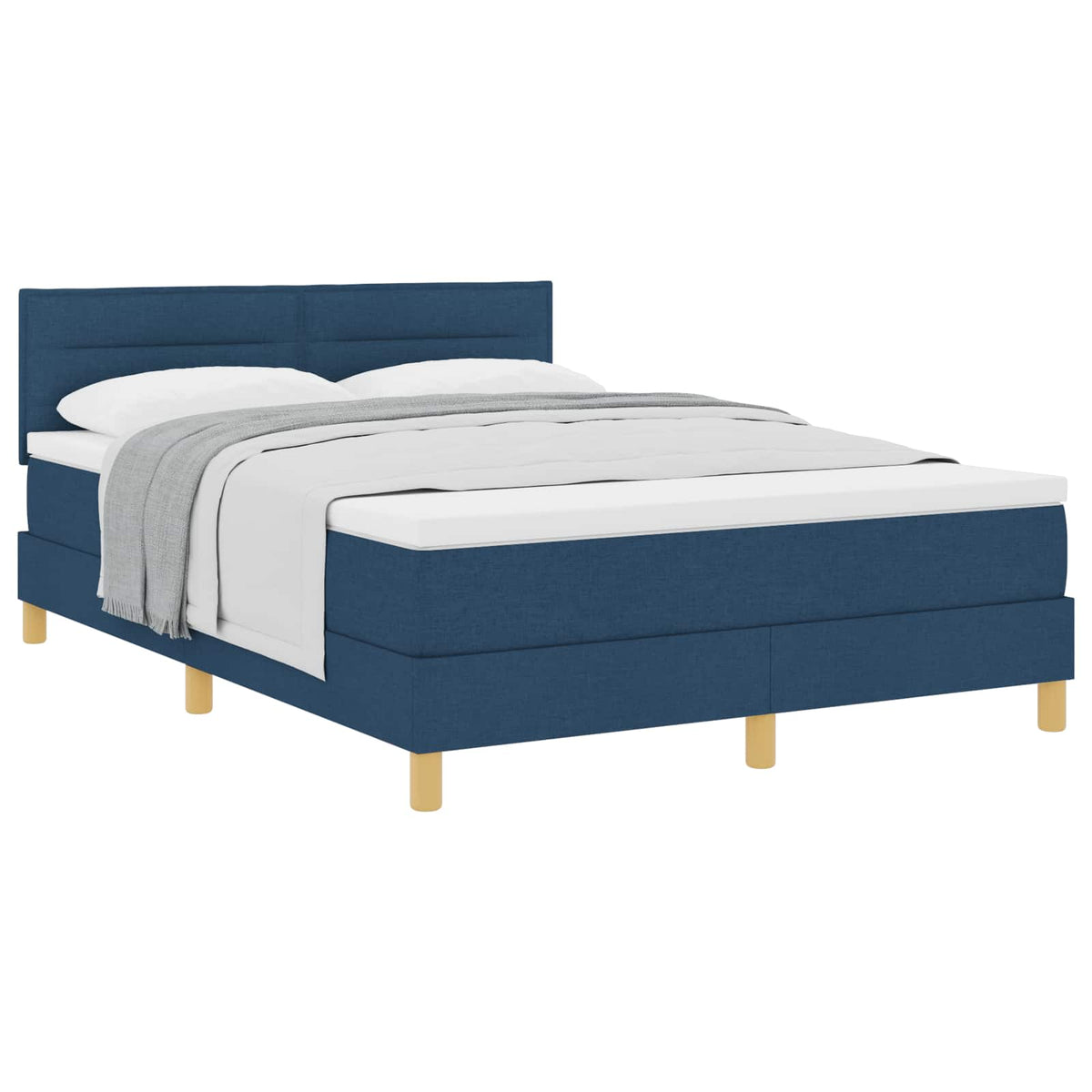 Boxspringbett mit Kissen mit Kopfteil Blau 140 x 190 cm Stoff