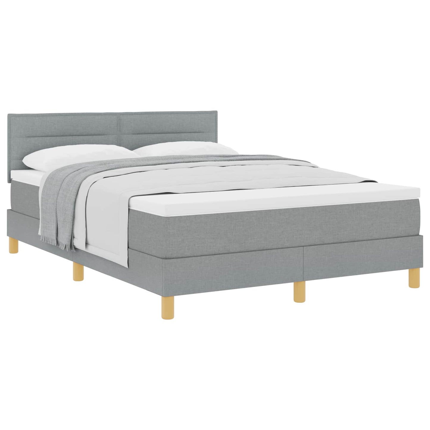 Boxspringbett mit Kissen Hellgrau 140 x 200 cm Stoff