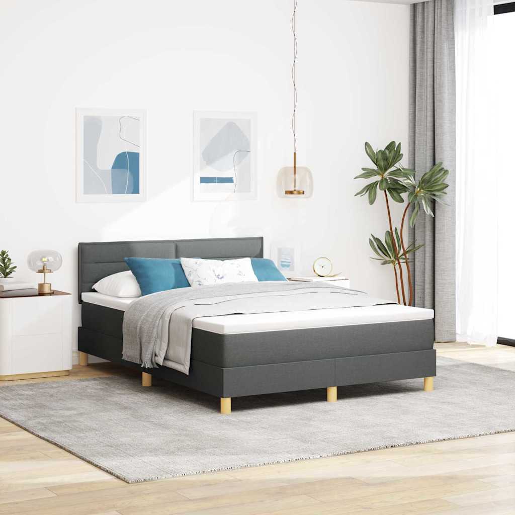 Boxspringbett mit Kissen Dunkelgrau 140 x 200 cm Stoff