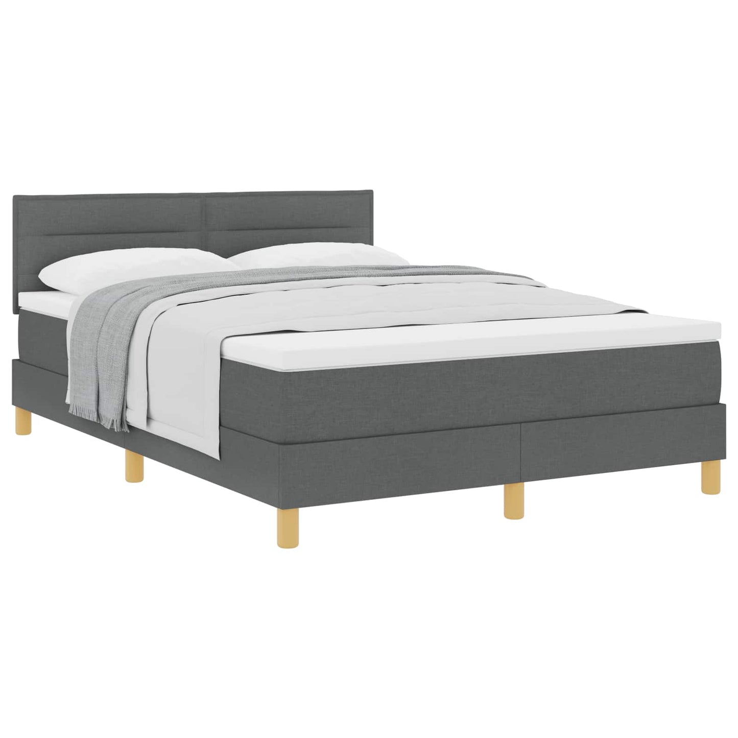 Boxspringbett mit Kissen Dunkelgrau 140 x 200 cm Stoff