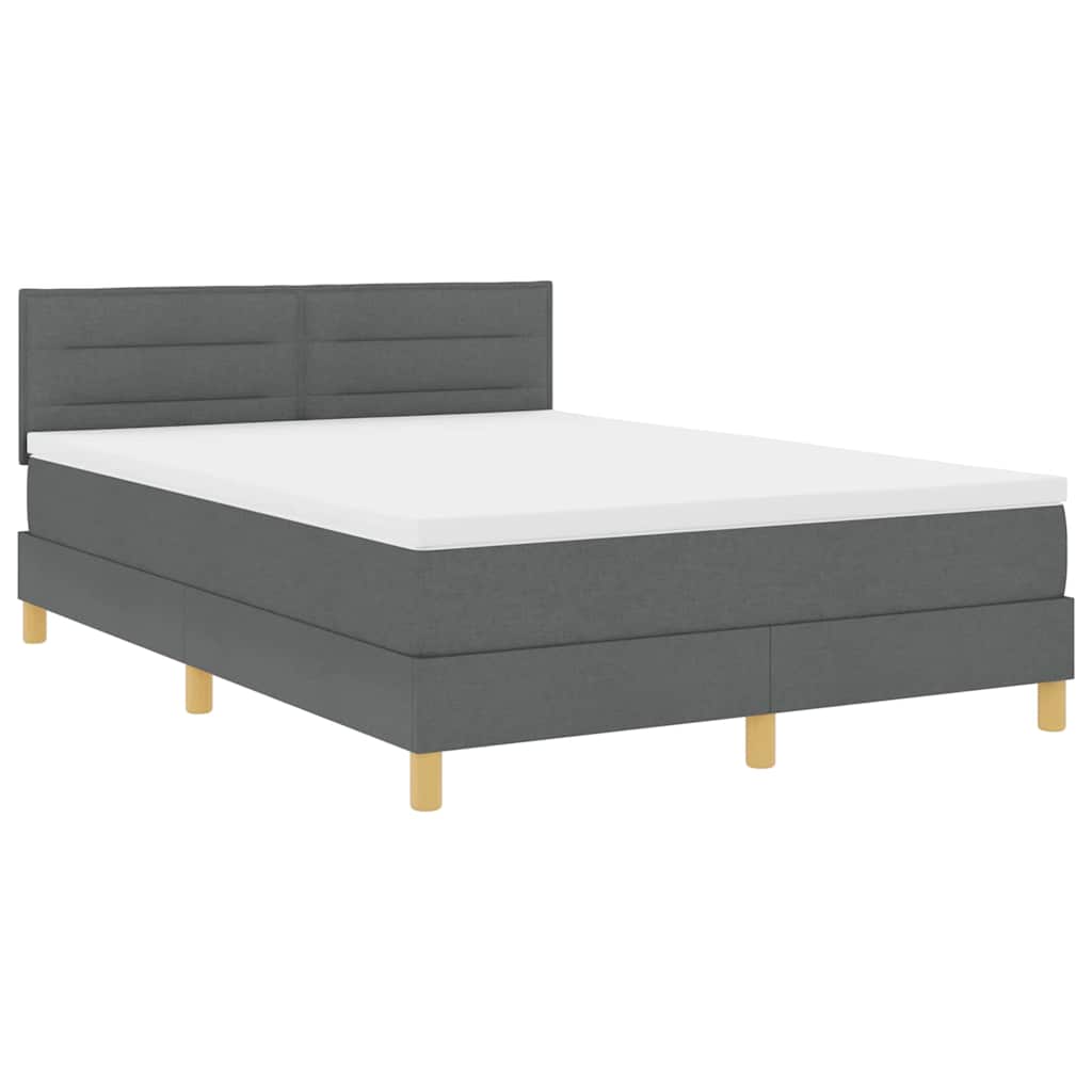 Boxspringbett mit Kissen Dunkelgrau 140 x 200 cm Stoff