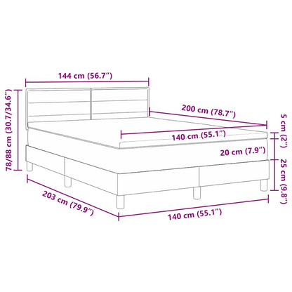 Boxspringbett mit Kissen Schwarz 140 x 200 cm Stoff