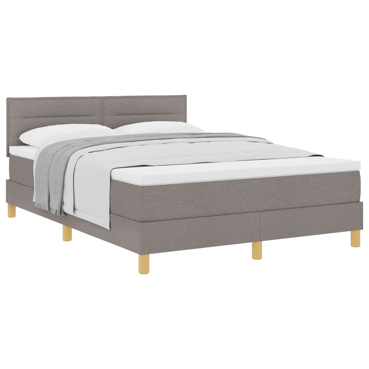 Boxspringbett mit Kissen mit Kopfteil Taupe 140 x 200 cm Stoff