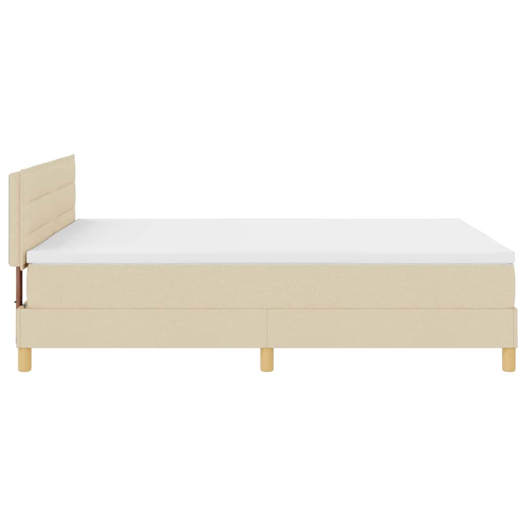 Boxspringbett mit Kissen mit Kopfteil Creme 140 x 200 cm Stoff