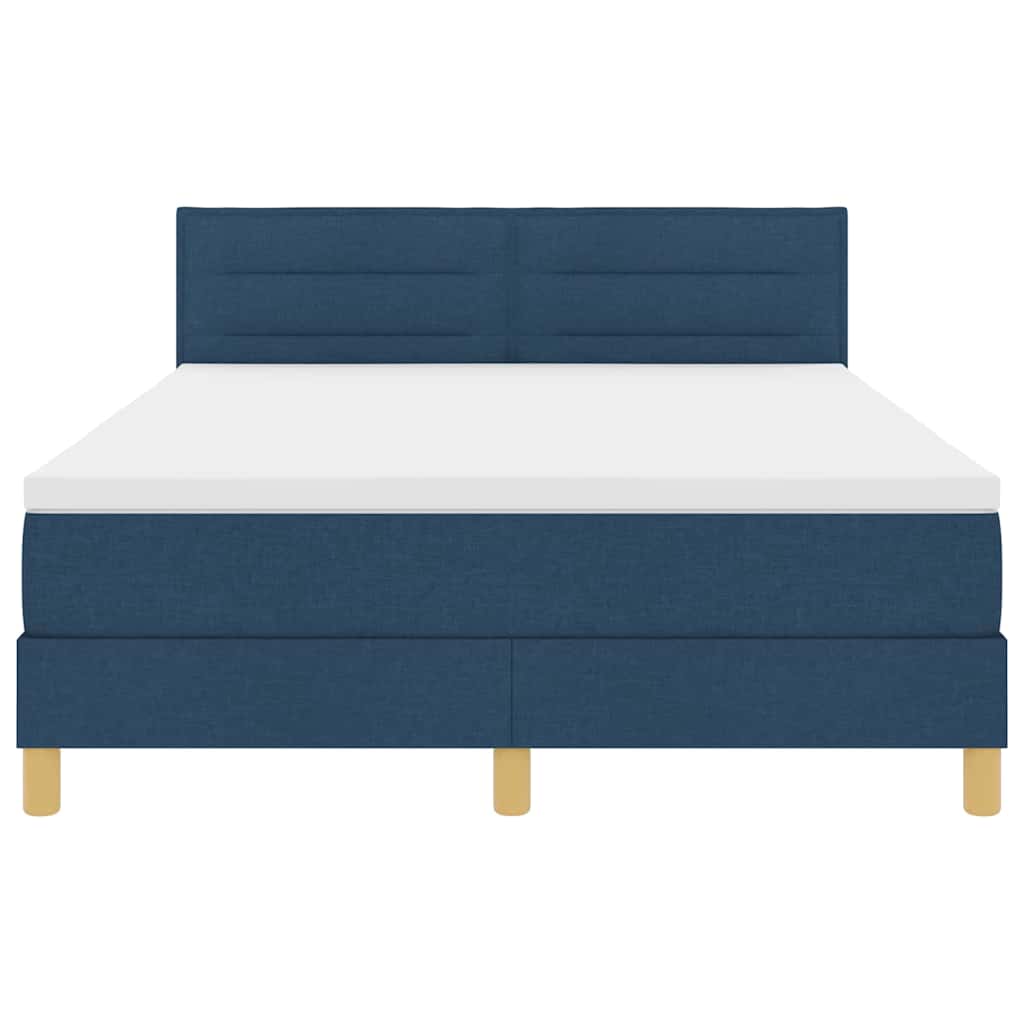 Boxspringbett mit Kissen mit Kopfteil Blau 160 x 200 cm Stoff