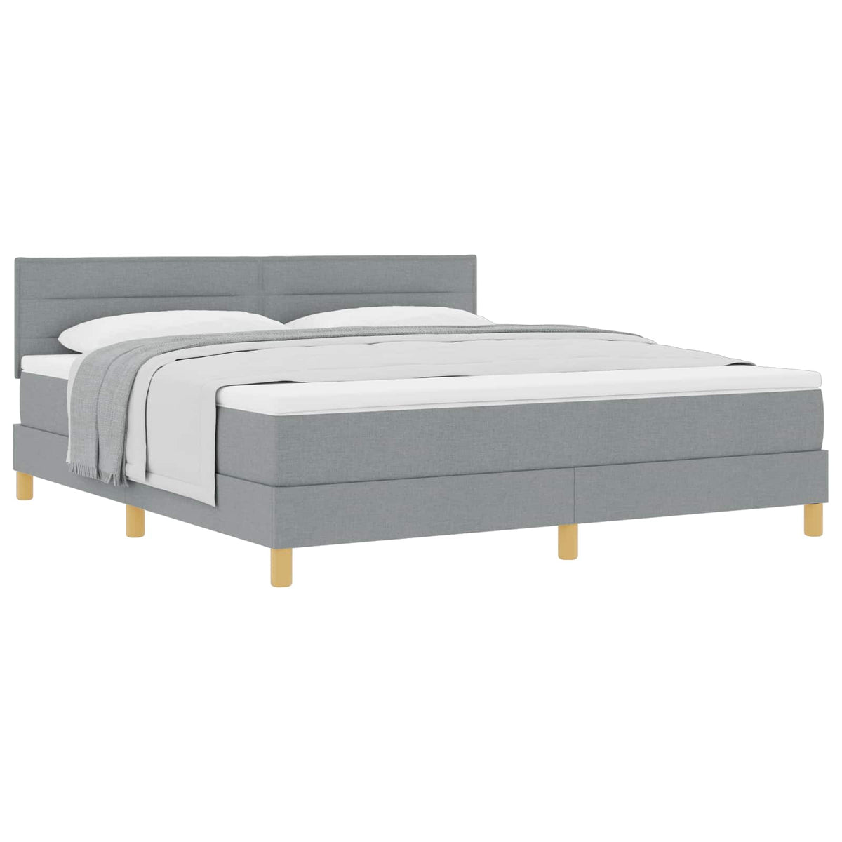 Boxspringbett mit Kissen Hellgrau 180 x 200 cm Stoff