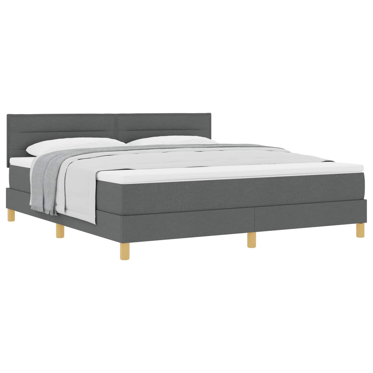 Boxspringbett mit Kissen Dunkelgrau 180 x 200 cm Stoff