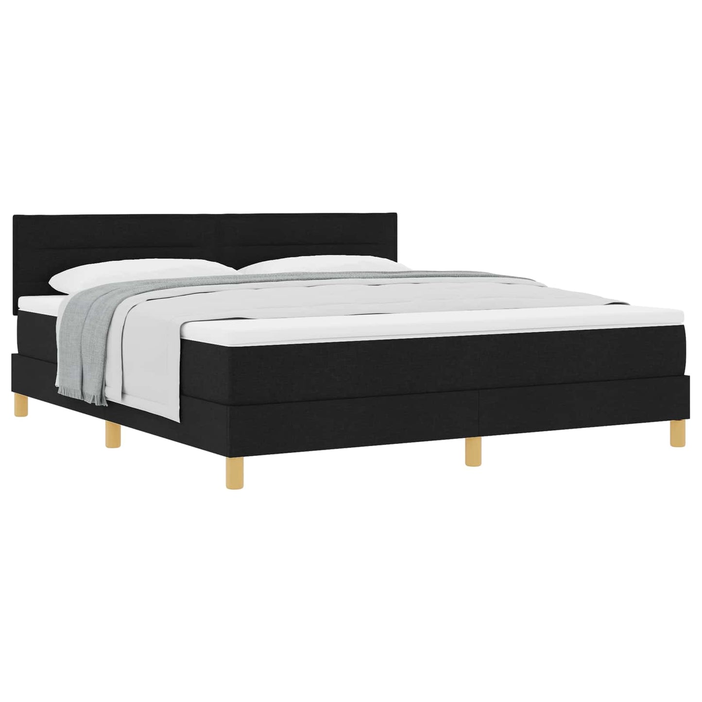 Boxspringbett mit Kissen Schwarz 180 x 200 cm Stoff
