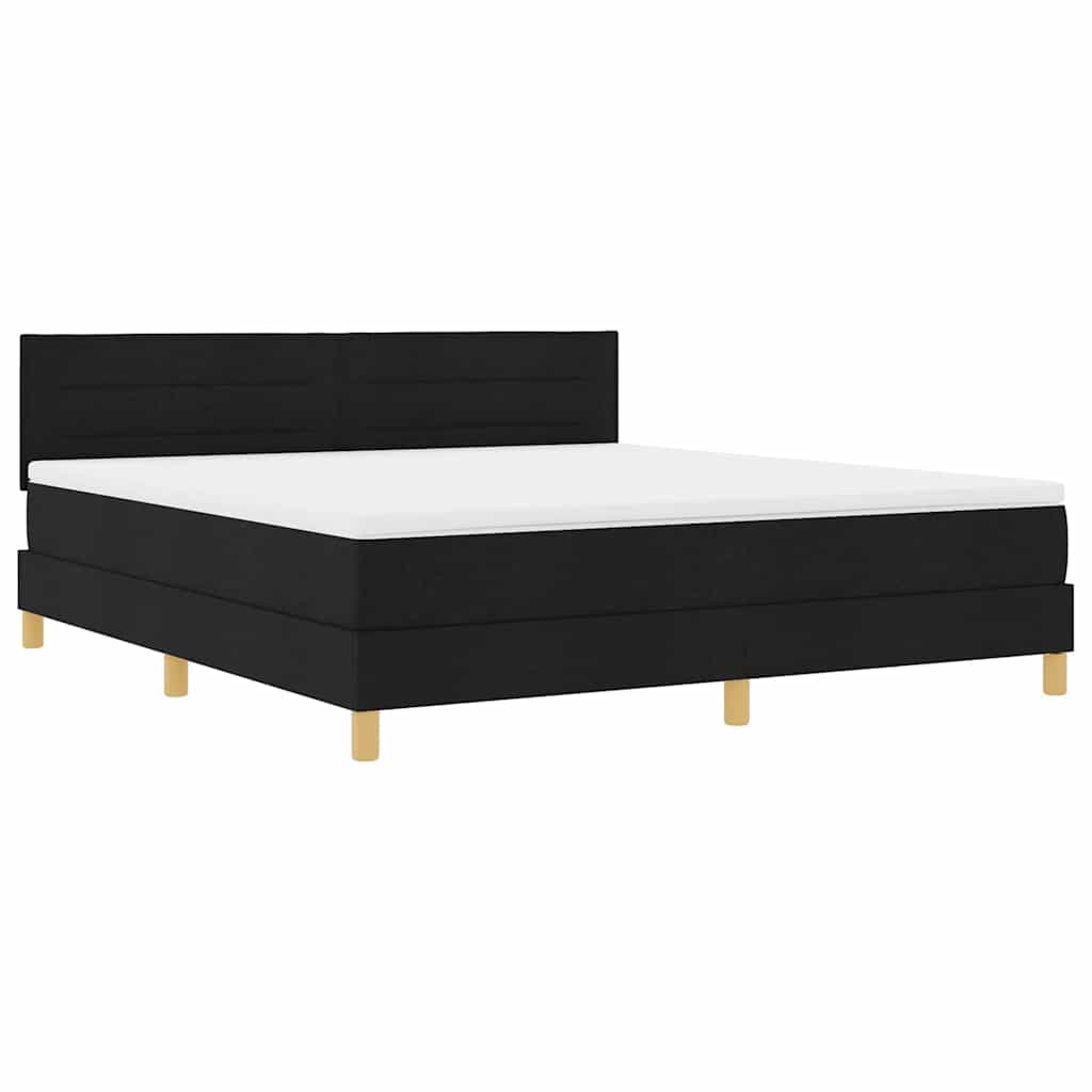 Boxspringbett mit Kissen Schwarz 180 x 200 cm Stoff