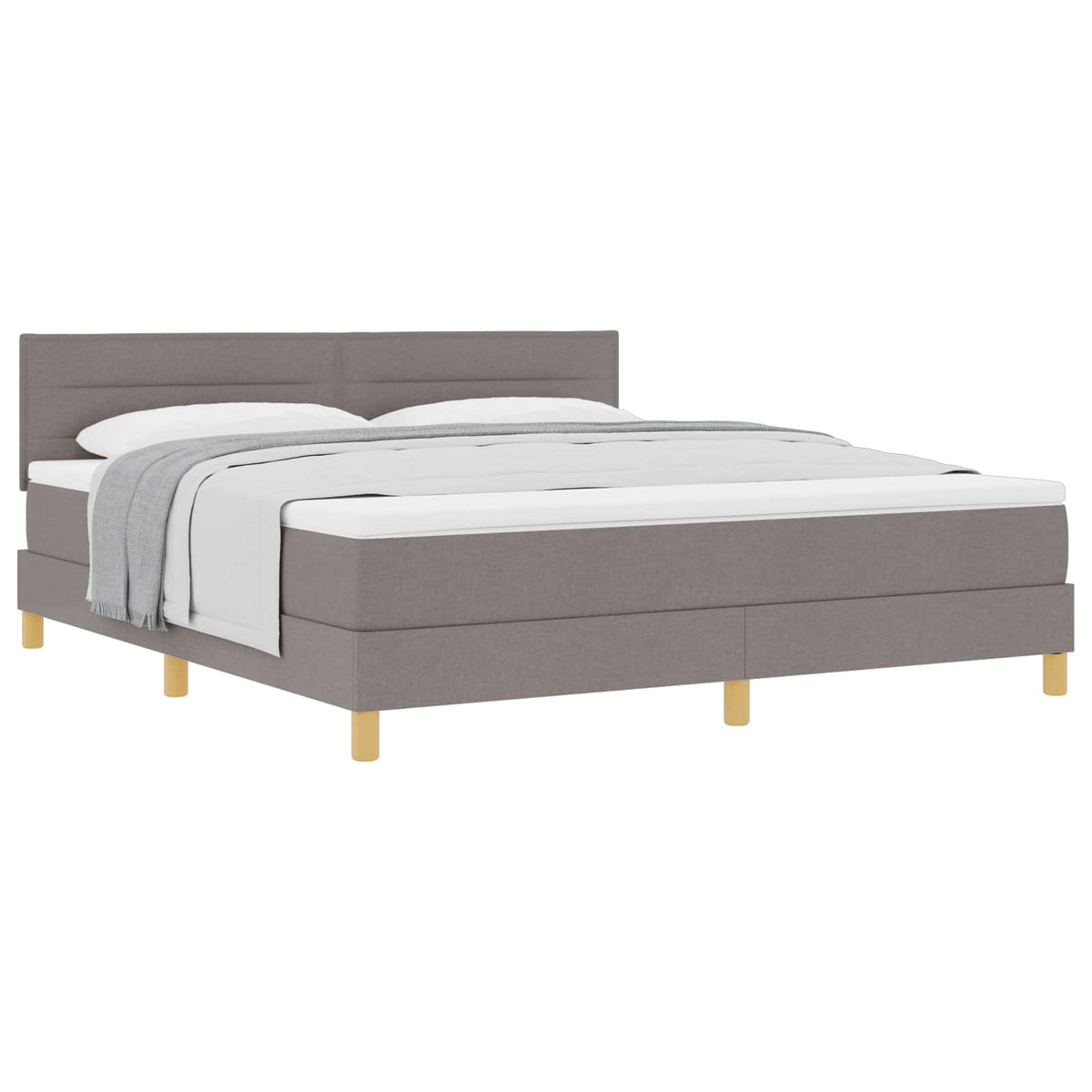 Boxspringbett mit Kissen mit Kopfteil Taupe 180 x 200 cm Stoff