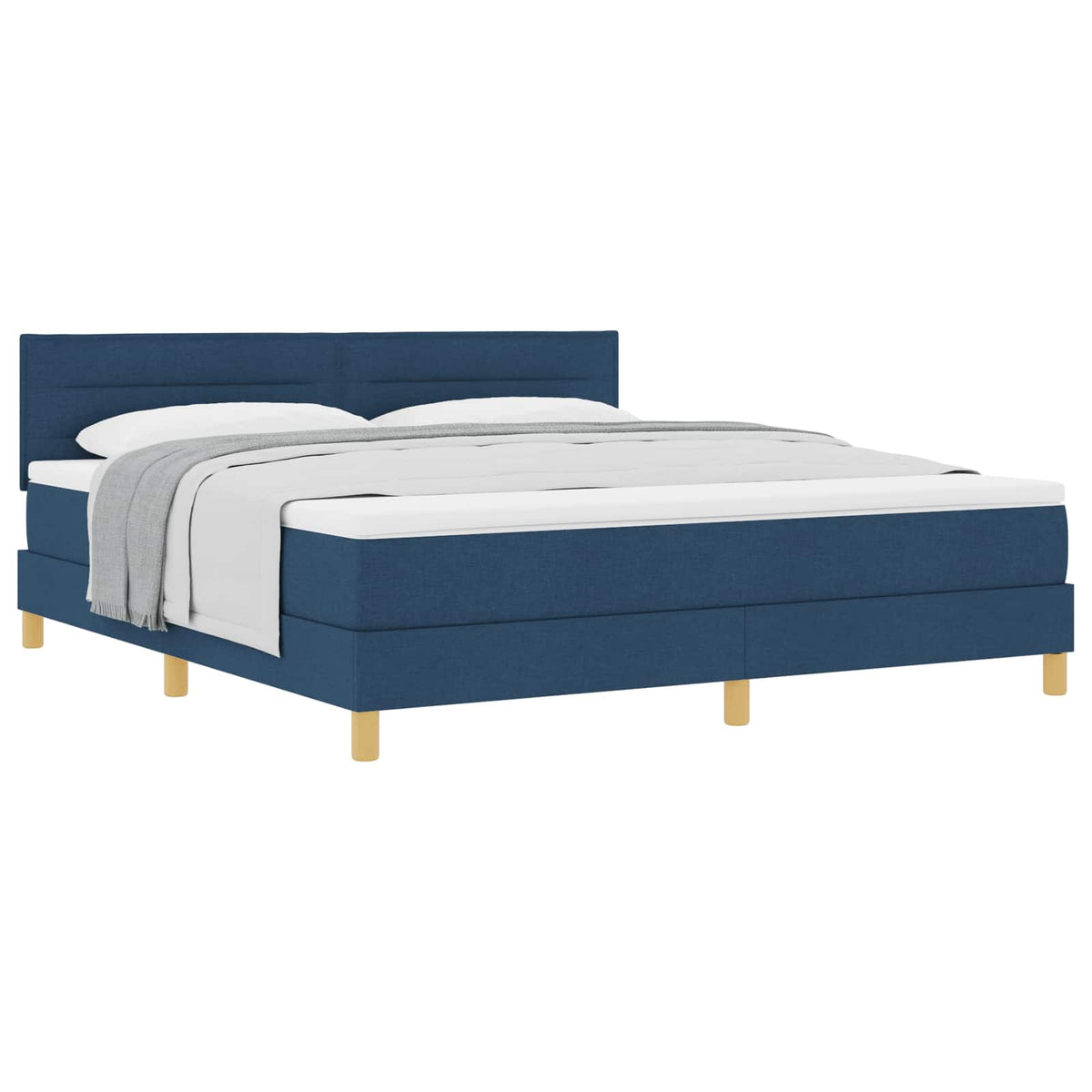 Boxspringbett mit Kissen mit Kopfteil Blau 180 x 200 cm Stoff