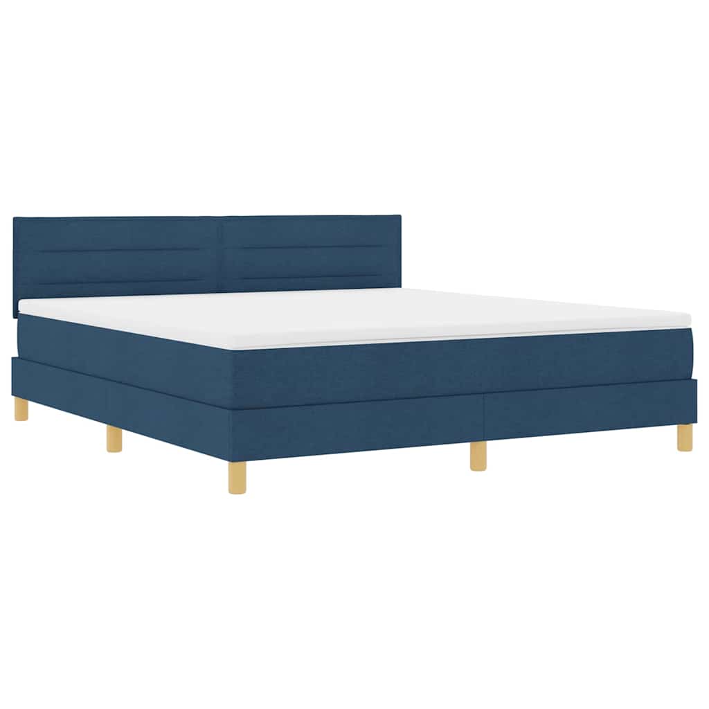 Boxspringbett mit Kissen mit Kopfteil Blau 180 x 200 cm Stoff