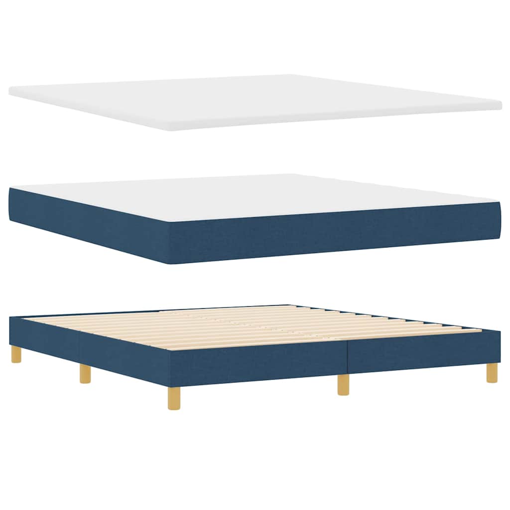Boxspringbett mit Kissen mit Kopfteil Blau 180 x 200 cm Stoff