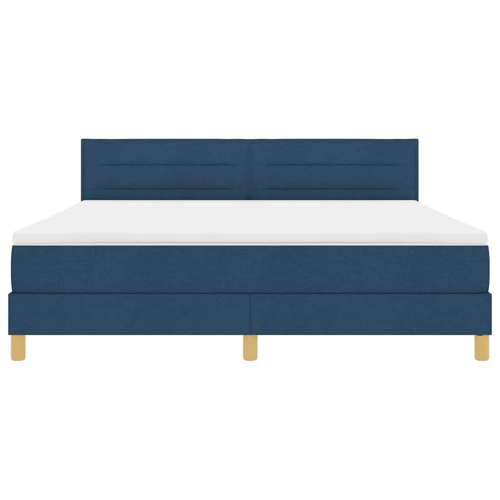 Boxspringbett mit Kissen mit Kopfteil Blau 180 x 200 cm Stoff