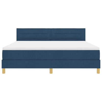 Boxspringbett mit Kissen mit Kopfteil Blau 180 x 200 cm Stoff