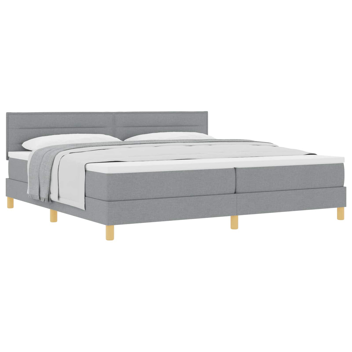 Boxspringbett mit Kissen Hellgrau 200 x 200 cm Stoff