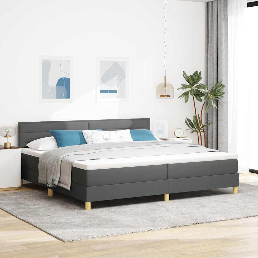 Boxspringbett mit Kissen Dunkelgrau 200 x 200 cm Stoff