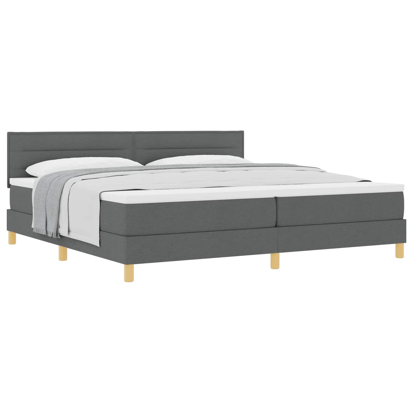 Boxspringbett mit Kissen Dunkelgrau 200 x 200 cm Stoff