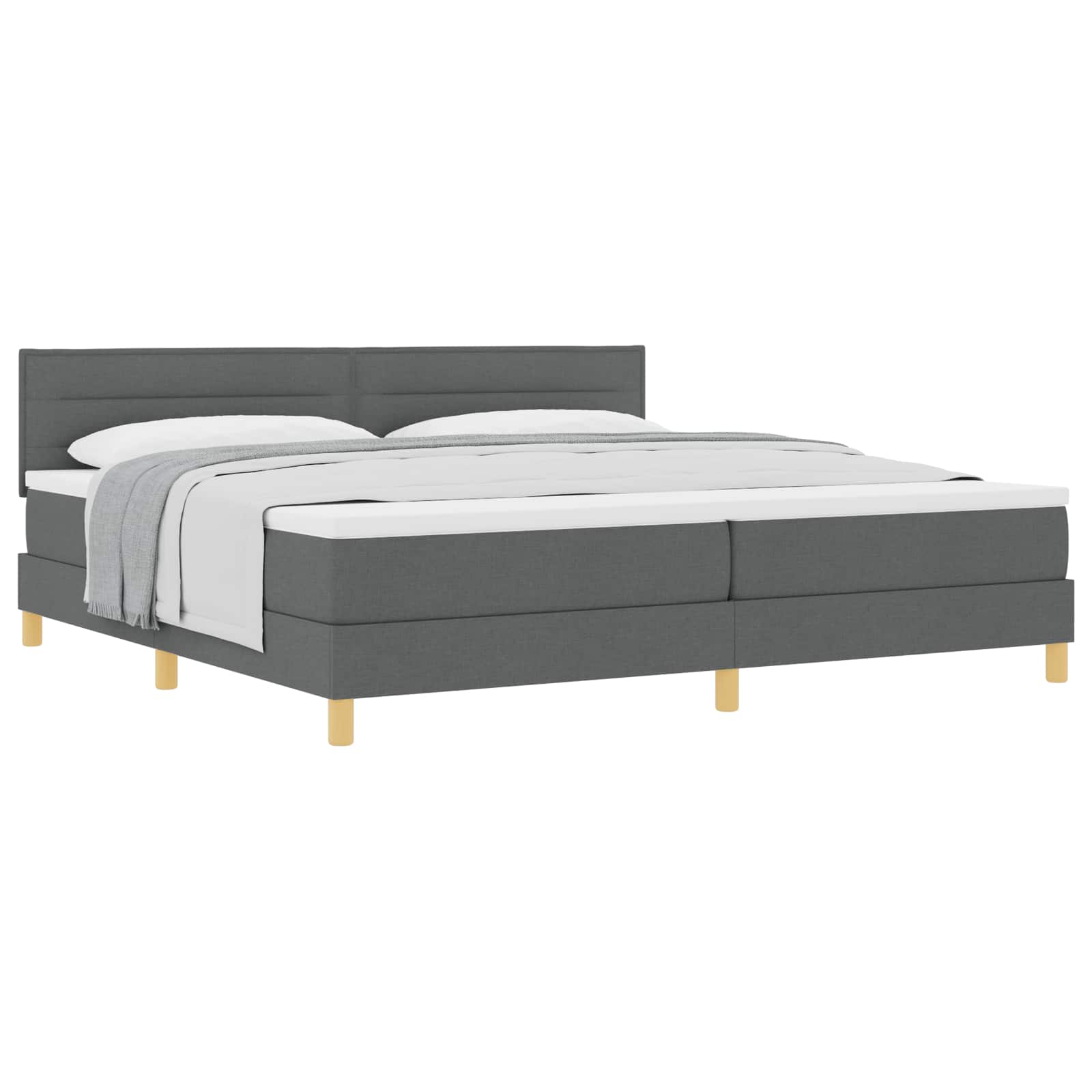 Boxspringbett mit Kissen Dunkelgrau 200 x 200 cm Stoff