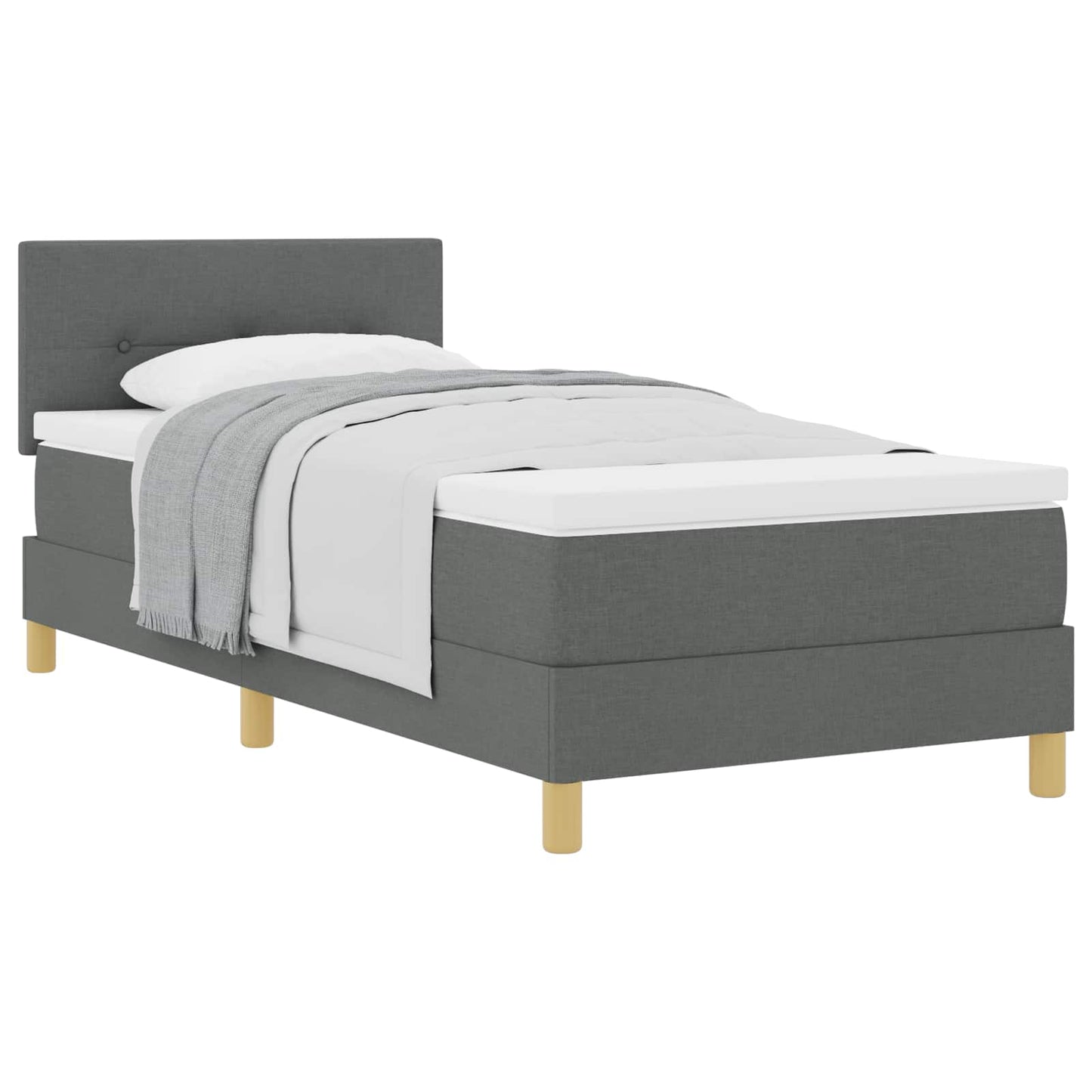 Boxspringbett mit Kissen Dunkelgrau 80 x 200 cm Stoff