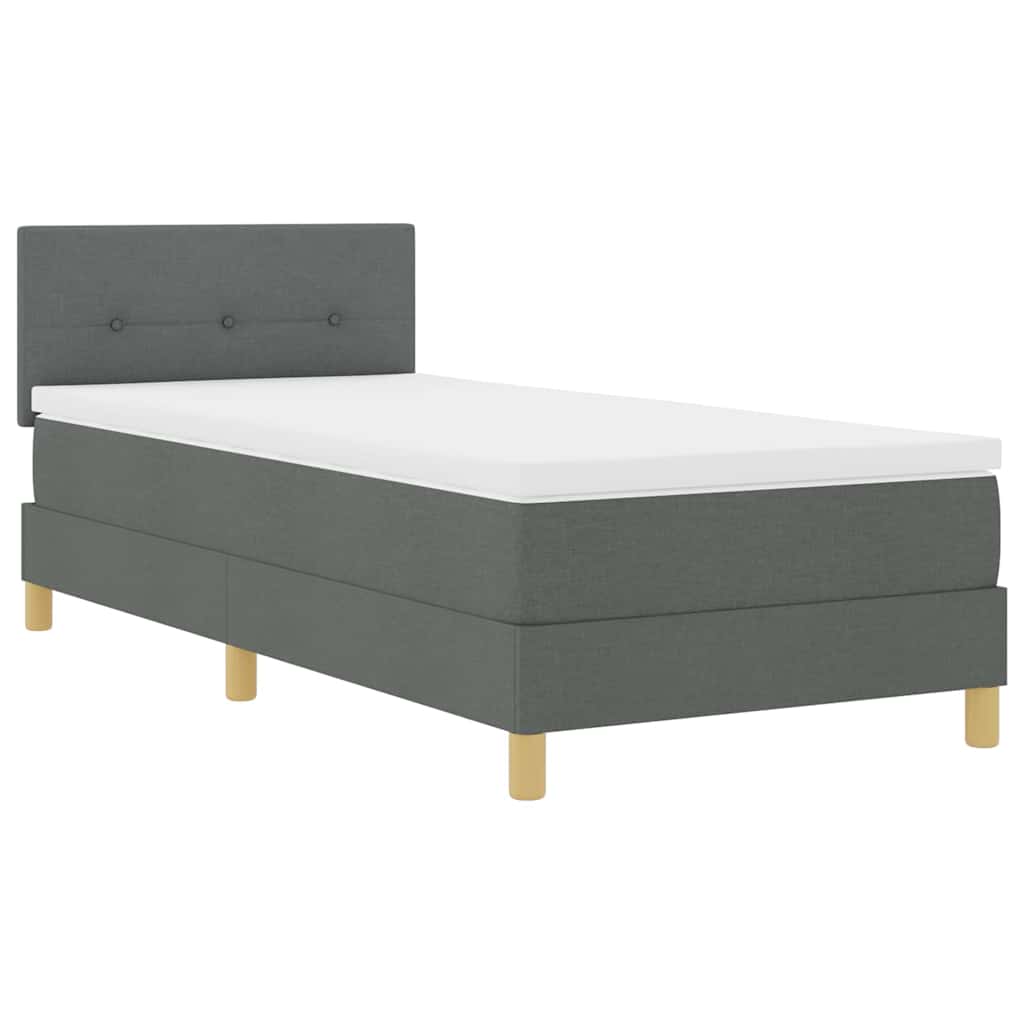 Boxspringbett mit Kissen Dunkelgrau 80 x 200 cm Stoff