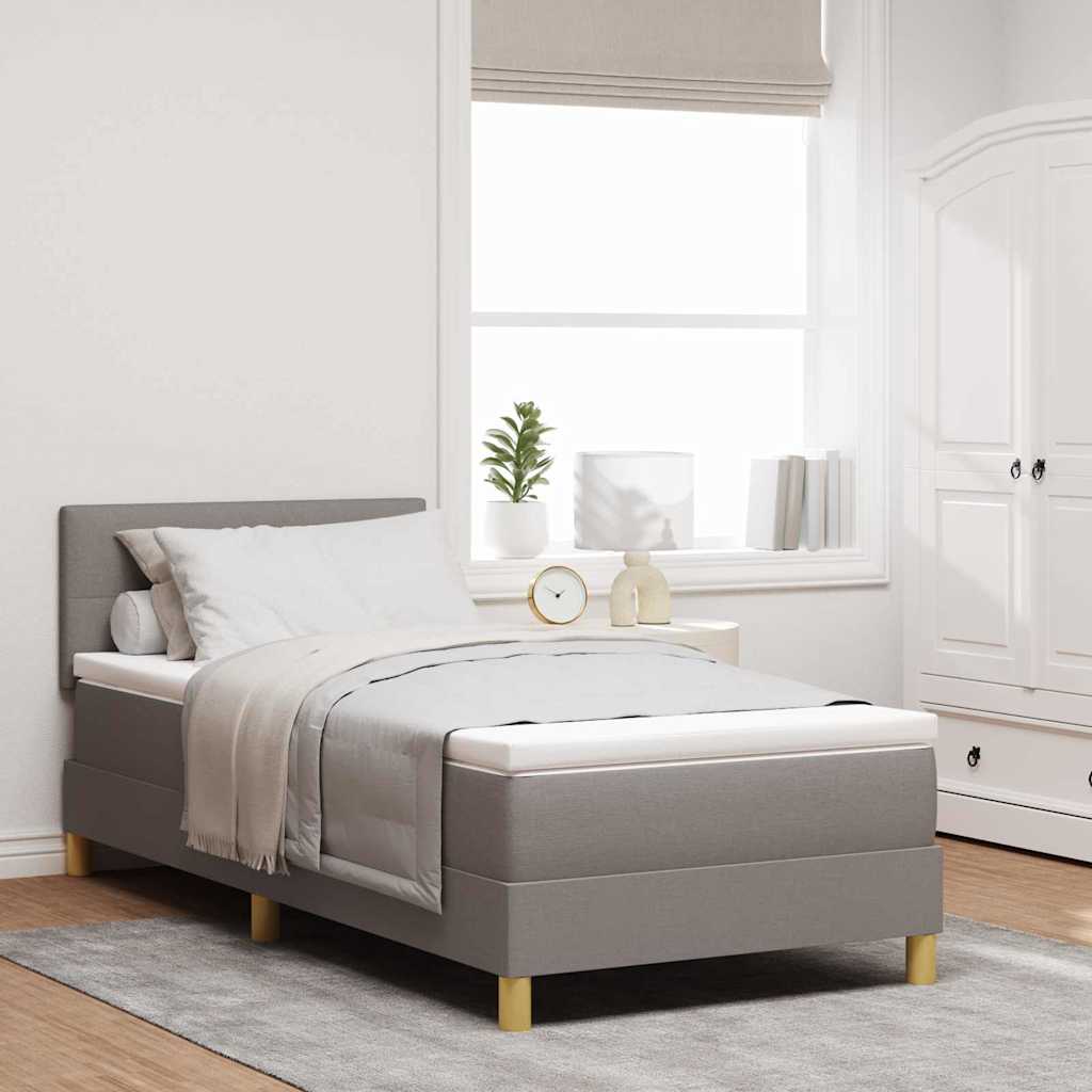 Boxspringbett mit Kissen mit Kopfteil Taupe 90 x 190 cm Stoff