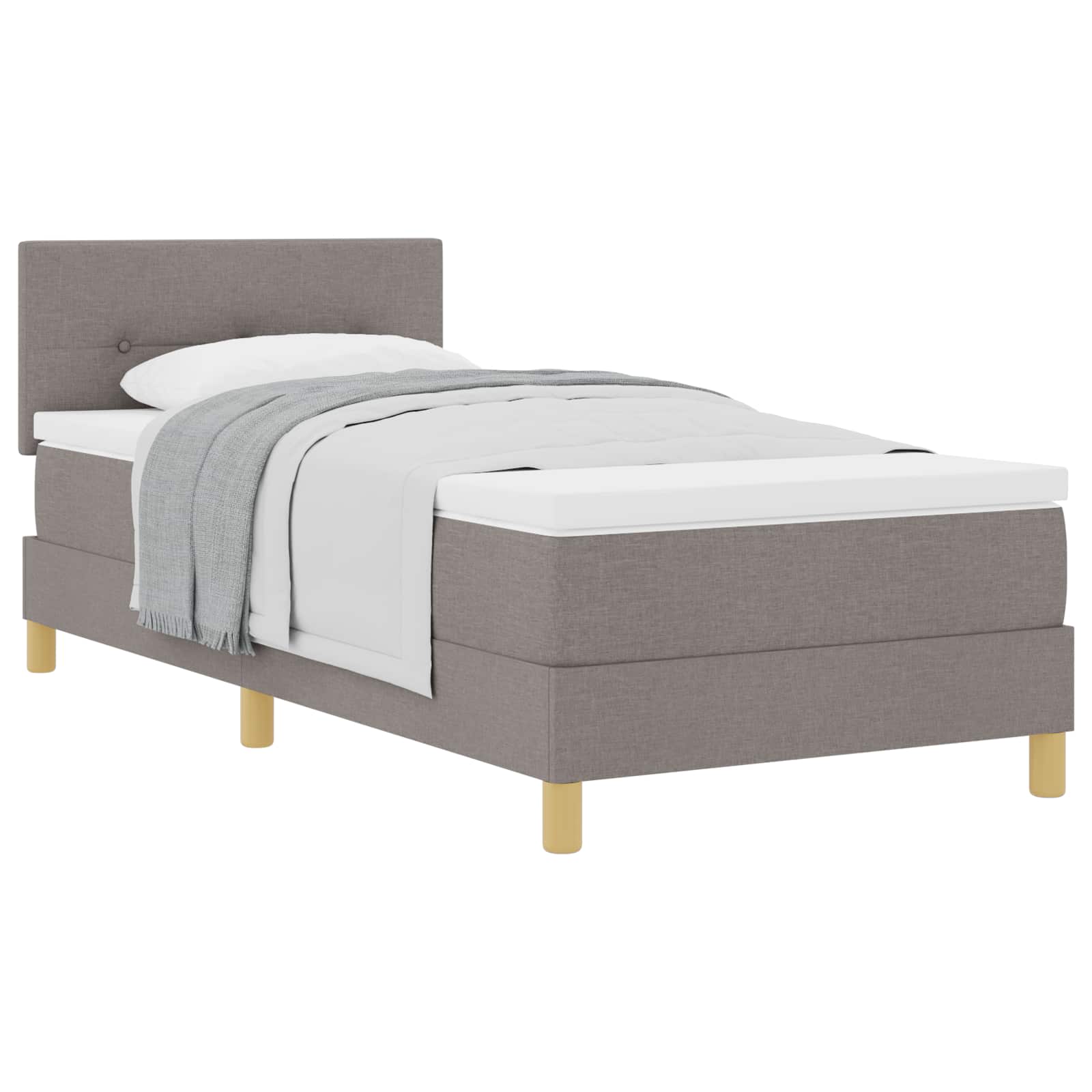 Boxspringbett mit Kissen mit Kopfteil Taupe 90 x 190 cm Stoff