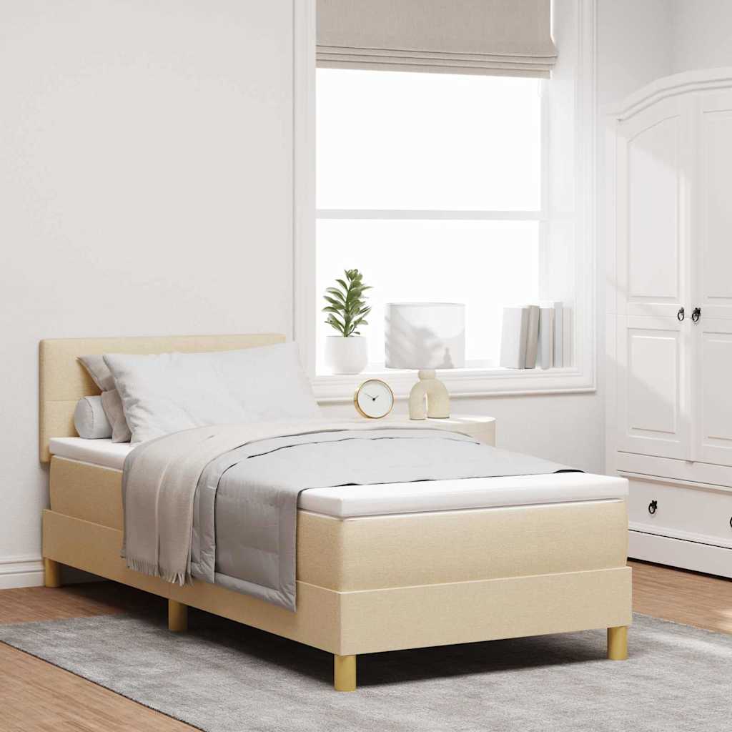 Boxspringbett mit Kissen mit Kopfteil Creme 90 x 190 cm Stoff