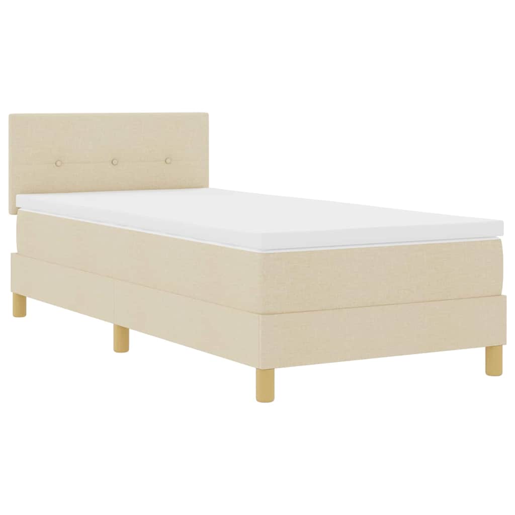 Boxspringbett mit Kissen mit Kopfteil Creme 90 x 190 cm Stoff