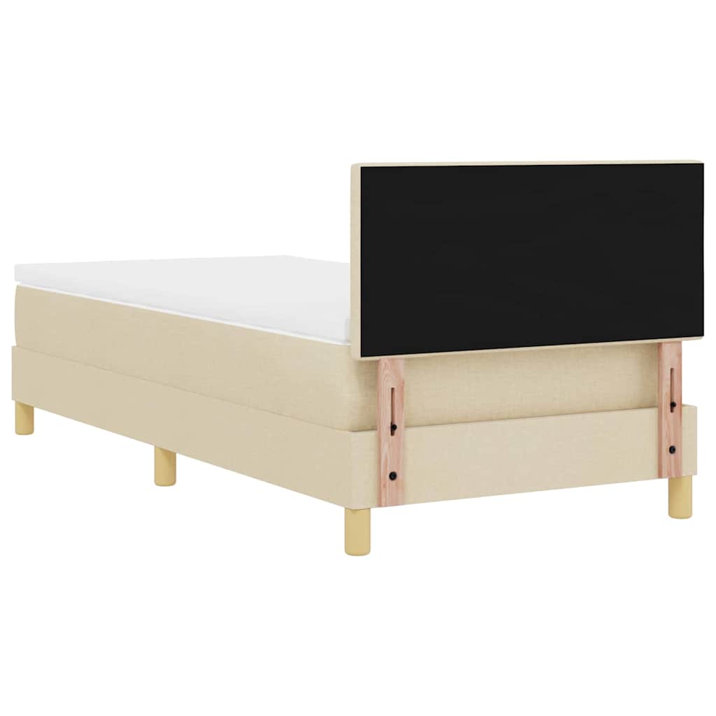 Boxspringbett mit Kissen mit Kopfteil Creme 90 x 190 cm Stoff