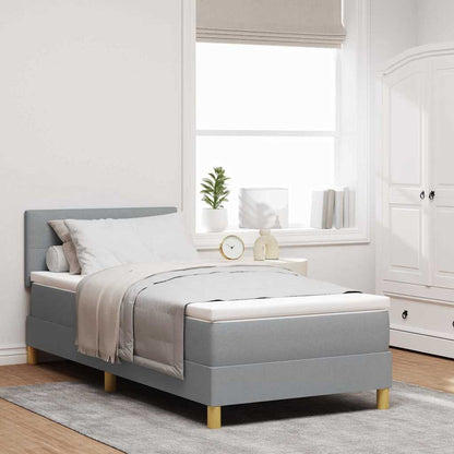 Boxspringbett mit Kissen Hellgrau 90 x 200 cm Stoff
