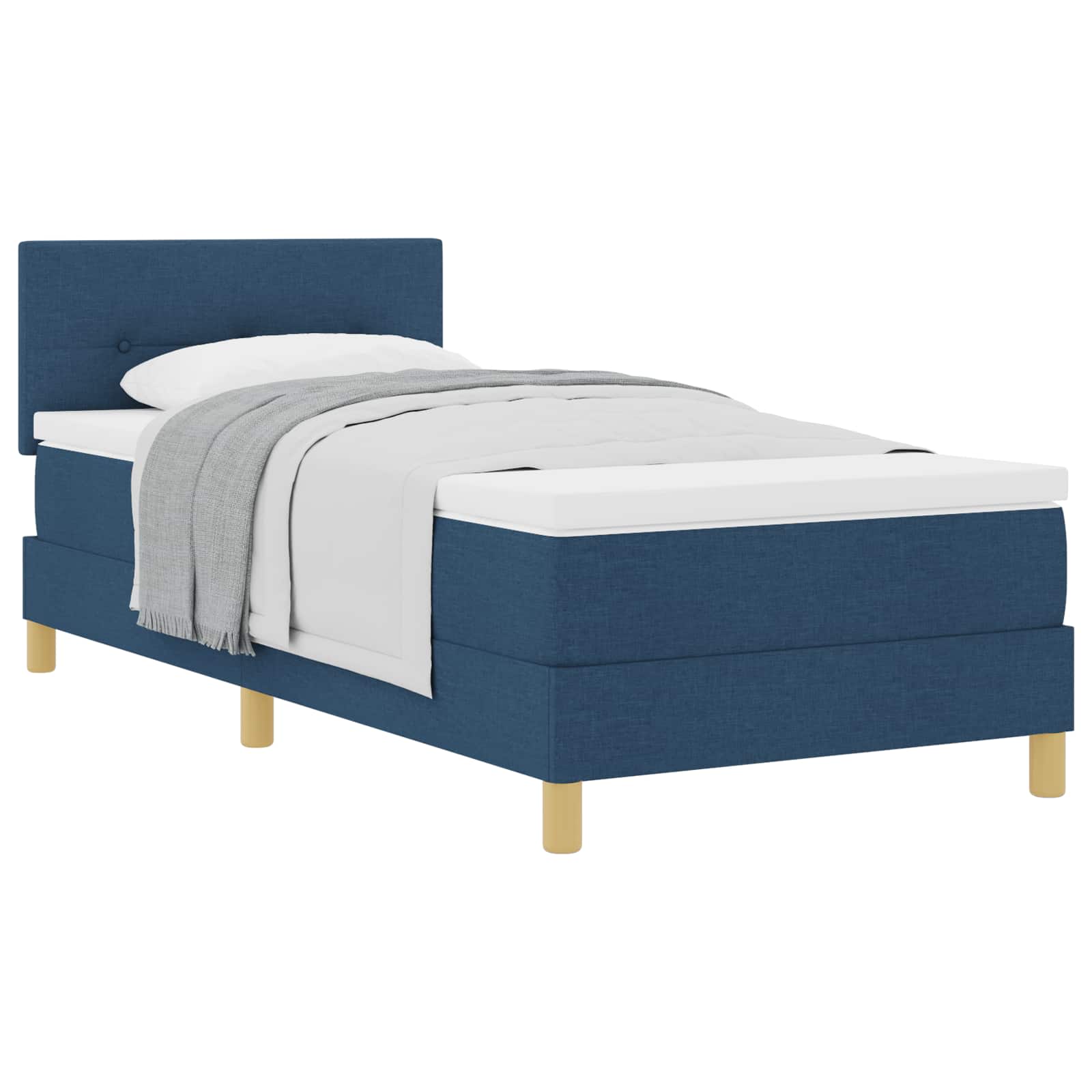 Boxspringbett mit Kissen mit Kopfteil Blau 90 x 200 cm Stoff
