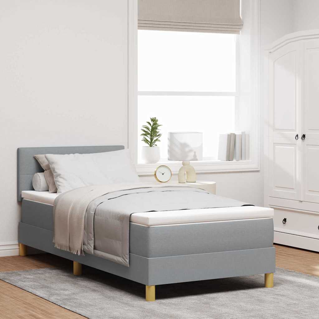 Boxspringbett mit Kissen Hellgrau 100 x 200 cm Stoff