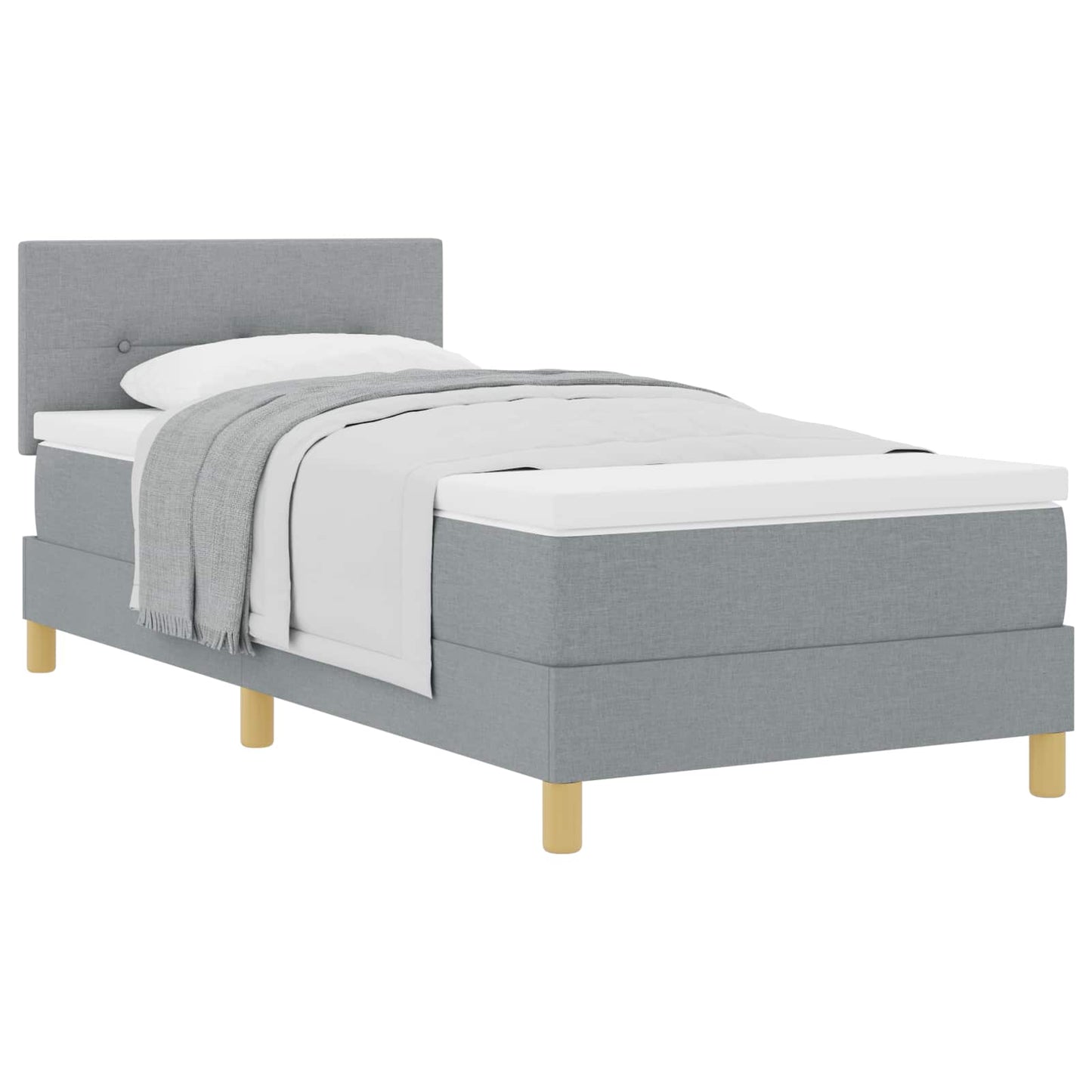 Boxspringbett mit Kissen Hellgrau 100 x 200 cm Stoff
