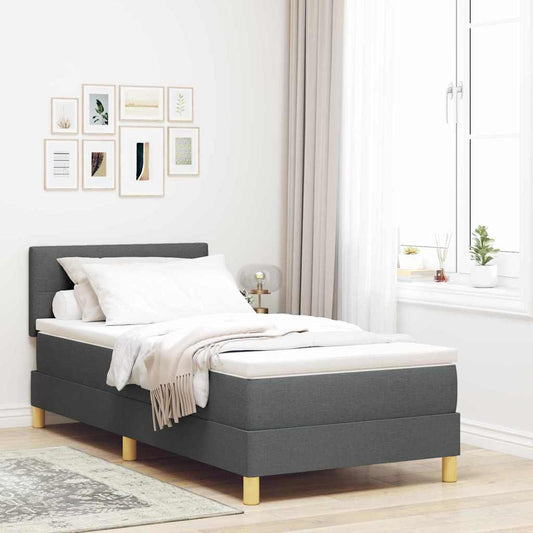 Boxspringbett mit Matratze Dunkelgrau 100 x 200 cm Stoff