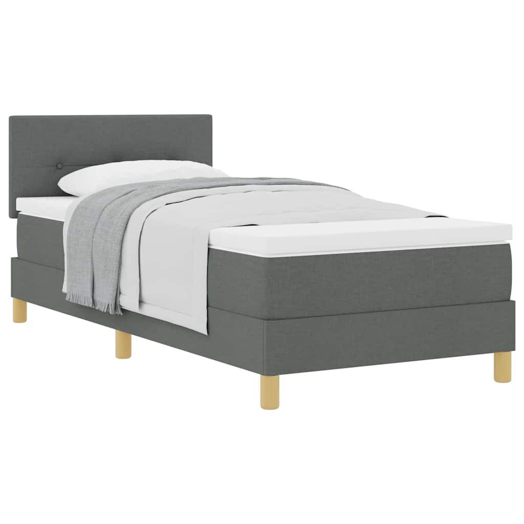 Boxspringbett mit Matratze Dunkelgrau 100 x 200 cm Stoff