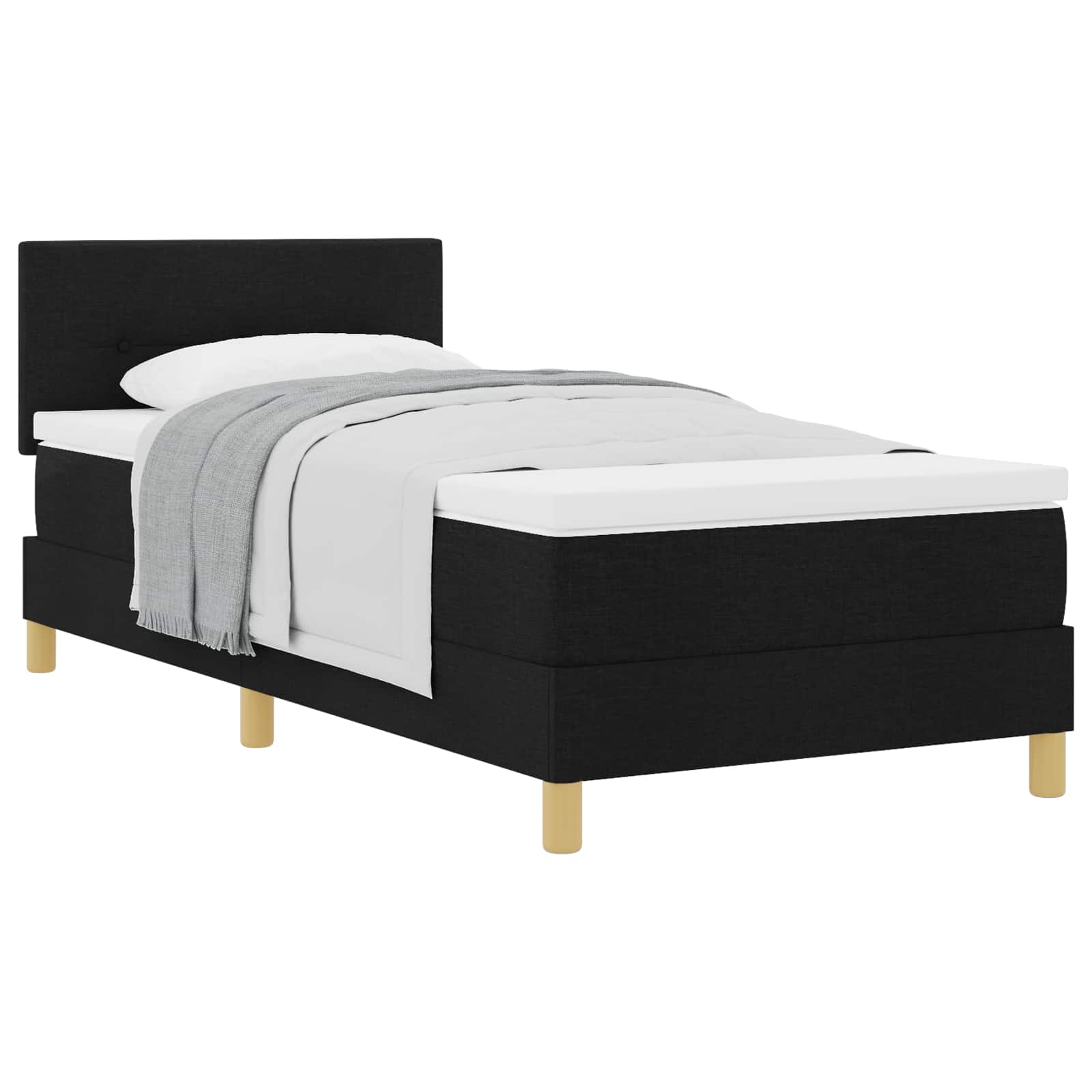 Boxspringbett mit Kissen Schwarz 100 x 200 cm Stoff