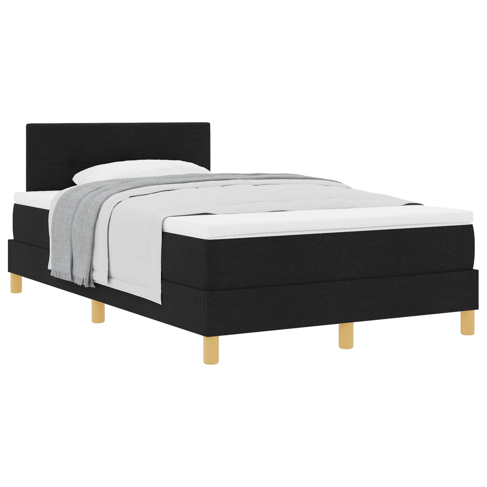 Boxspringbett mit Kissen Schwarz 120 x 190 cm Stoff