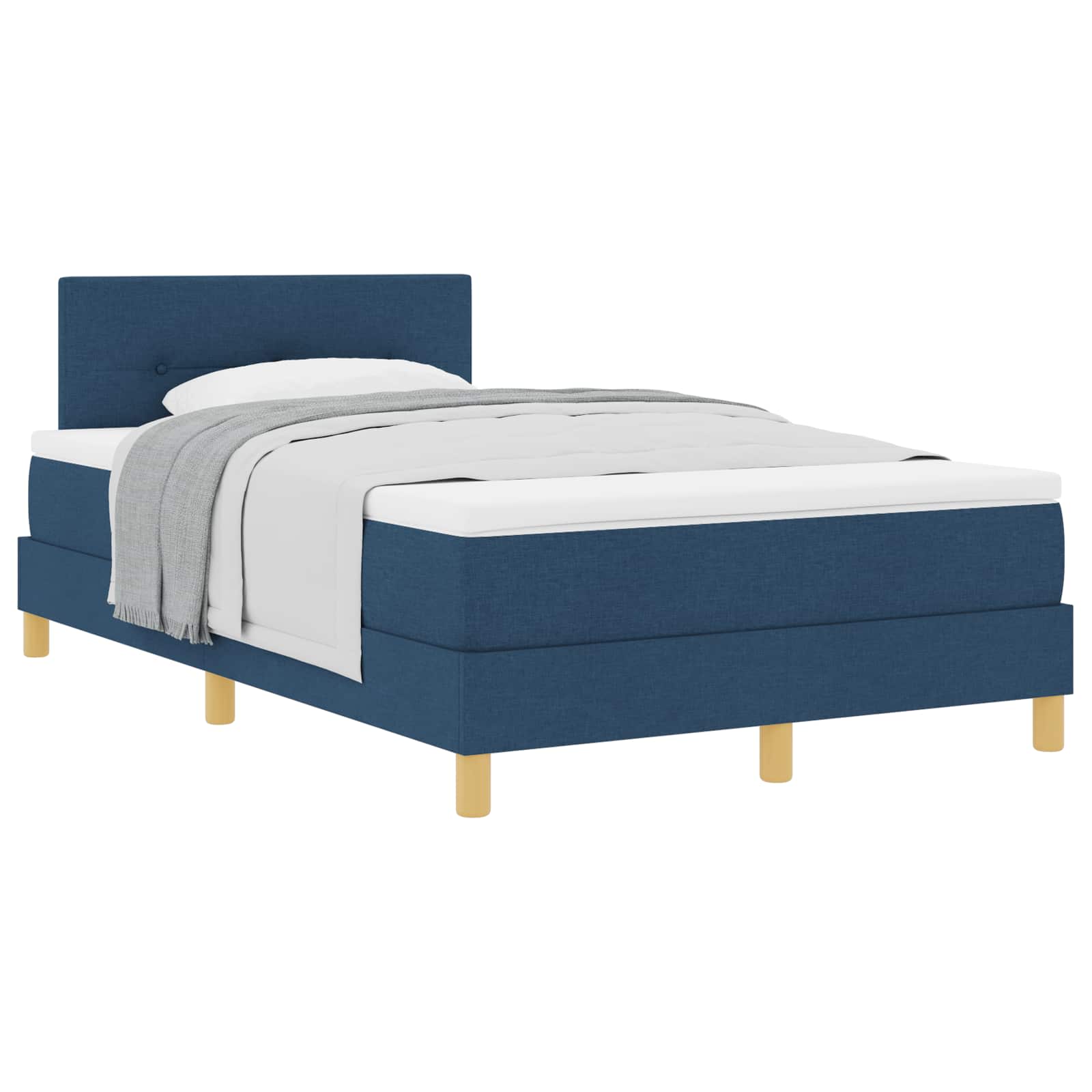 Boxspringbett mit Kissen mit Kopfteil Blau 120 x 190 cm Stoff