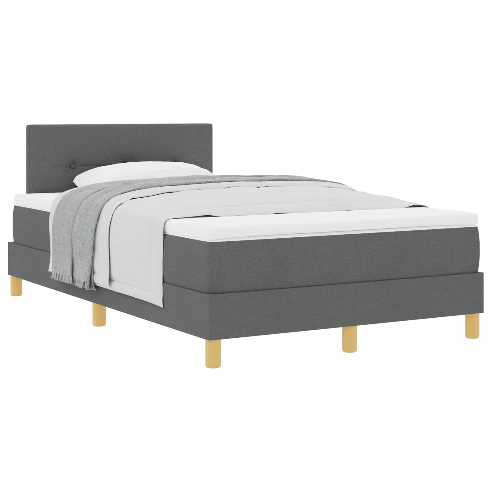 Boxspringbett mit Kissen Dunkelgrau 120 x 200 cm Stoff