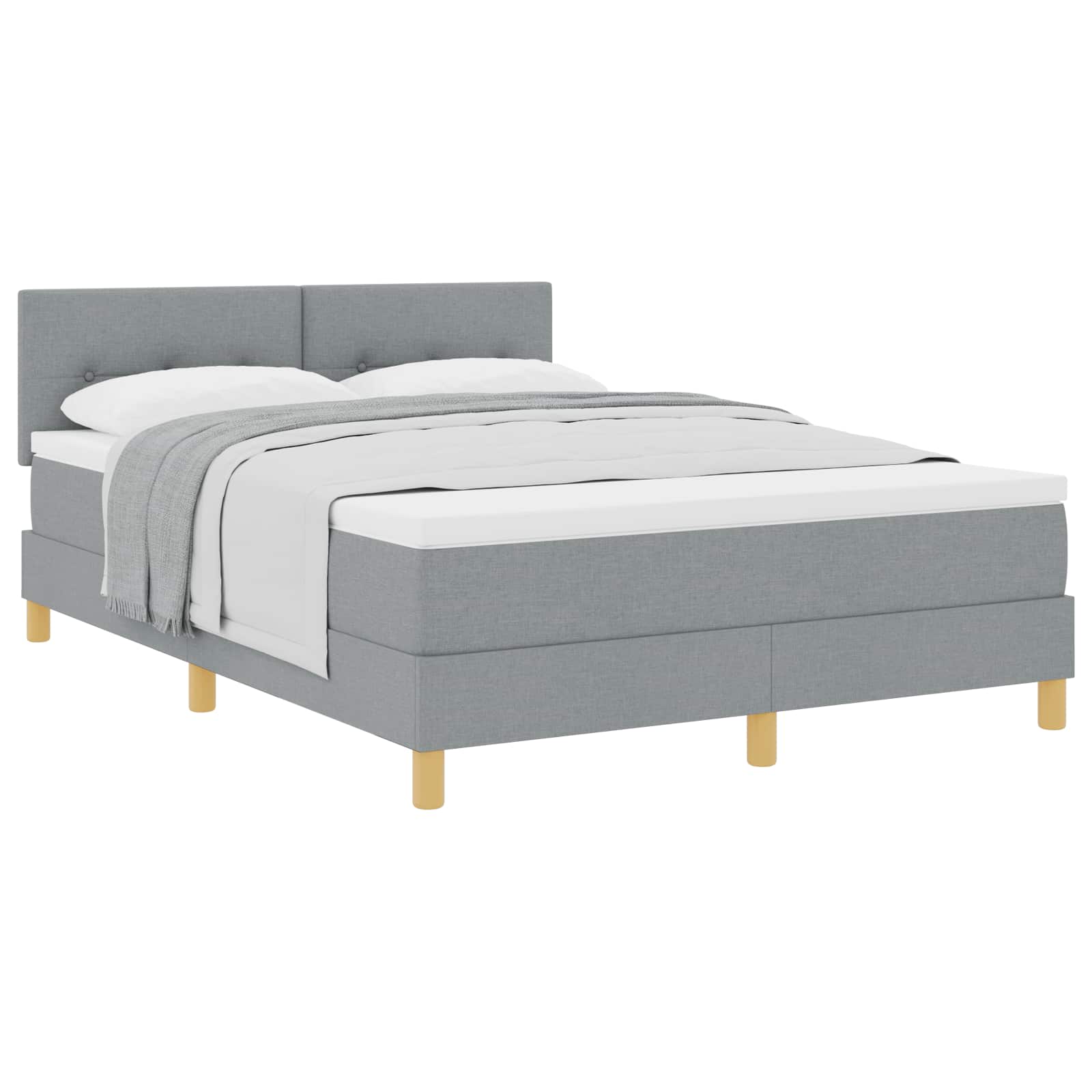 Boxspringbett mit Kissen Hellgrau 140 x 190 cm Stoff