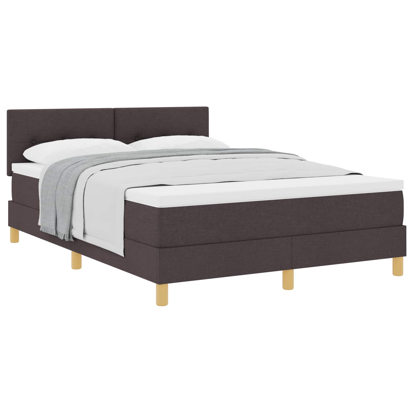 Boxspringbett mit Kissen Dunkelbraun 140 x 190 cm Stoff