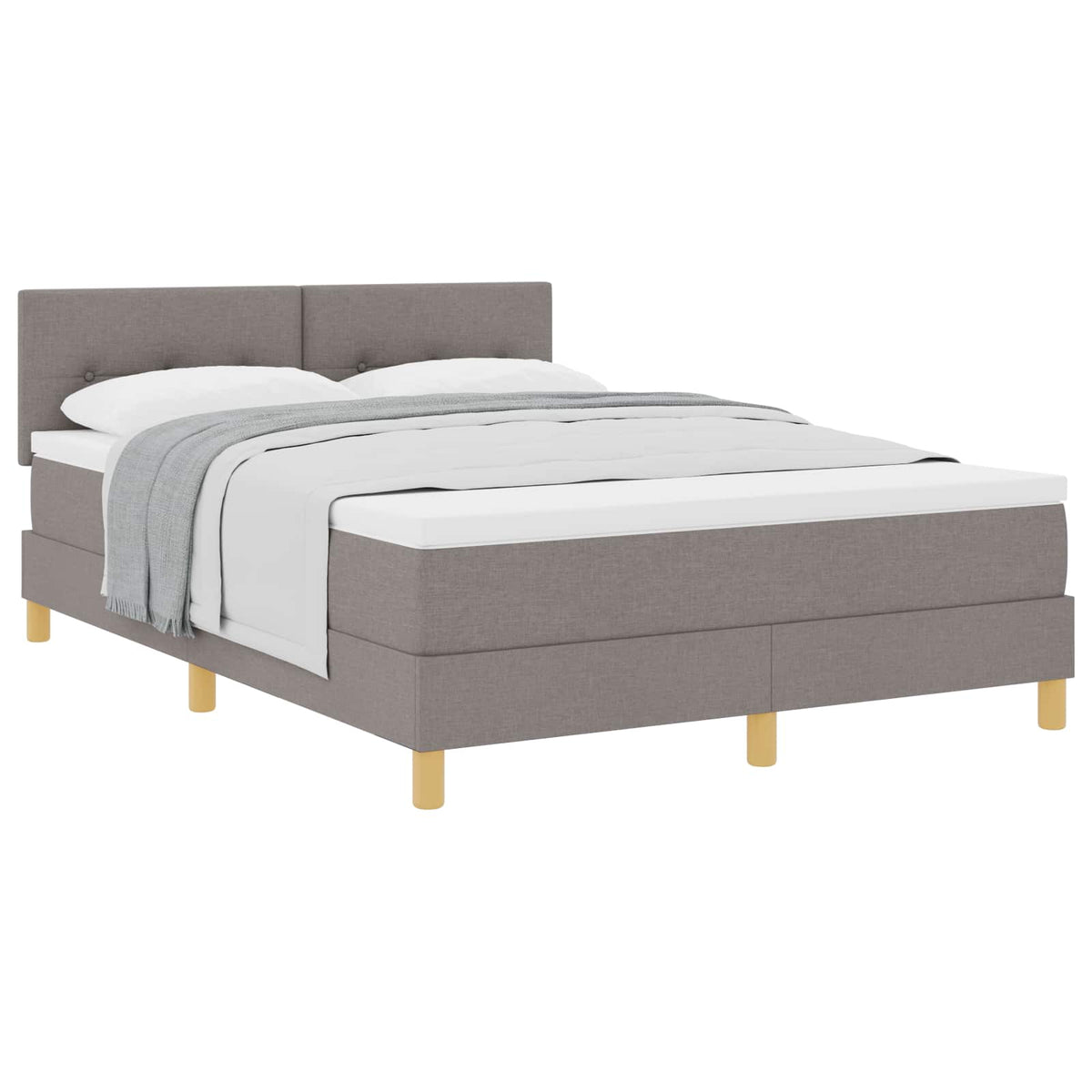 Boxspringbett mit Kissen mit Kopfteil Taupe 140 x 190 cm Stoff