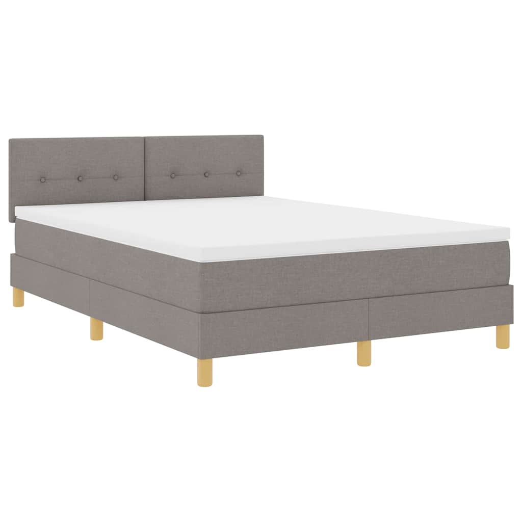 Boxspringbett mit Kissen mit Kopfteil Taupe 140 x 190 cm Stoff