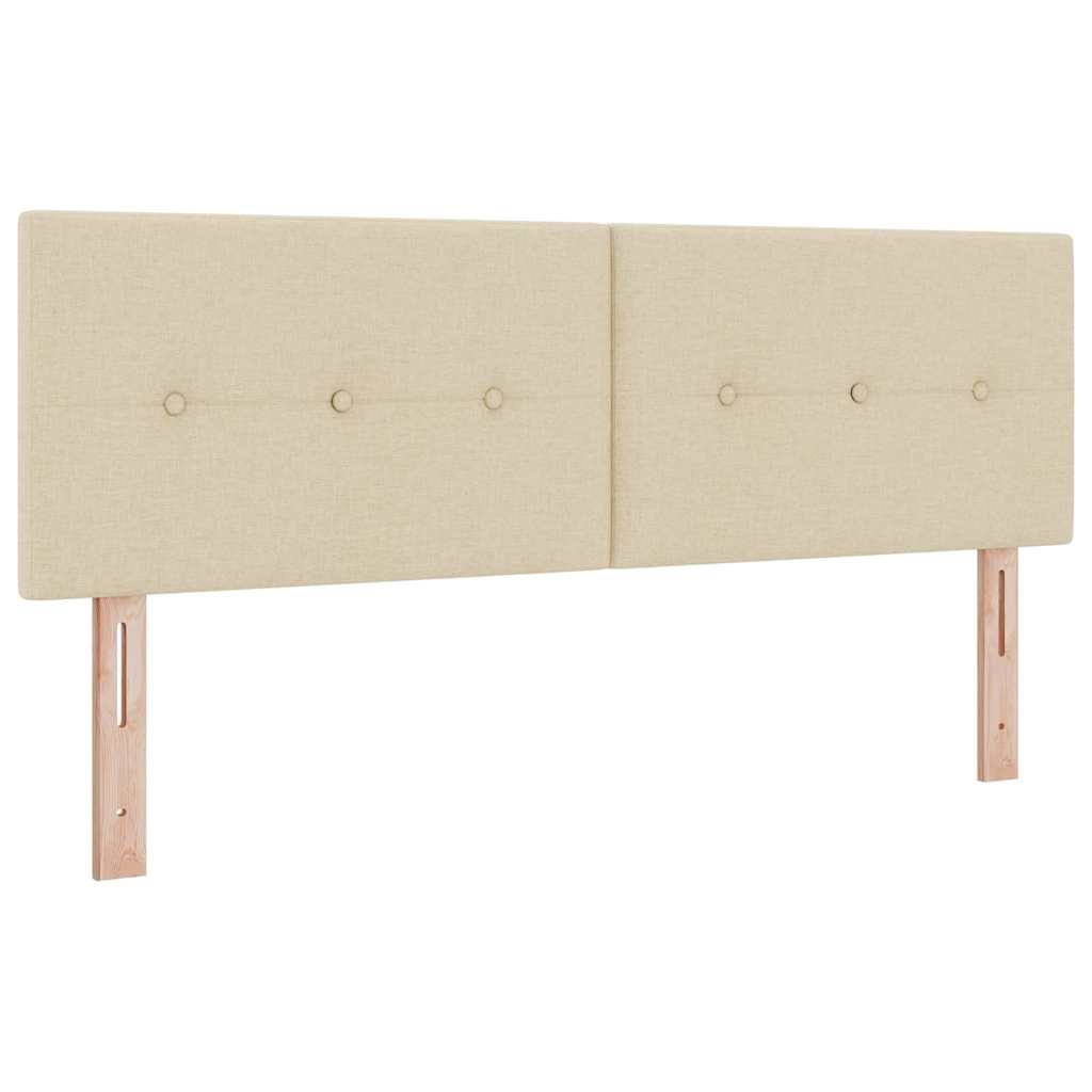Boxspringbett mit Kissen mit Kopfteil Creme 140 x 190 cm Stoff
